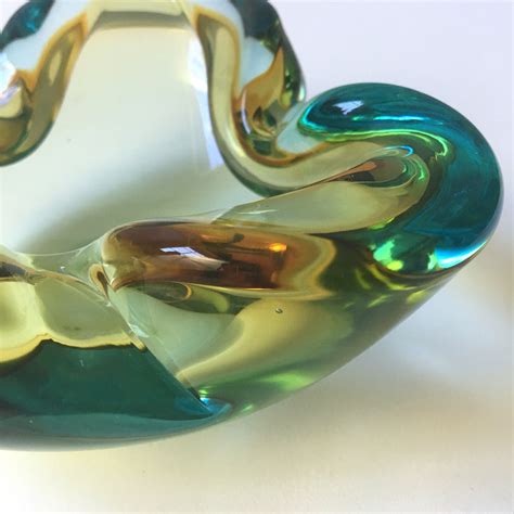 Amber Aqua And Clear Murano Glass Bowl Italian Art Glass Nextstage