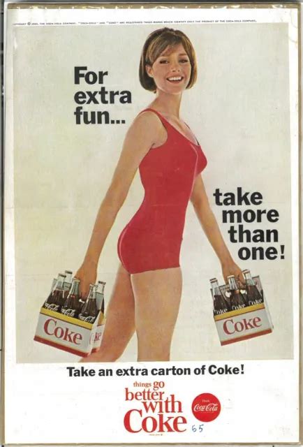 1965 coca cola soda vintage print ad girl swimsuit 6 pack carton bottles coke 6 00 picclick