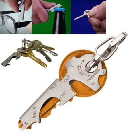 Multifunctional Tool Key Holder 8in1 Bottle Opener Keychain Gadget