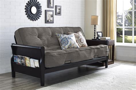 Dhp Wood Arm Futon With Espresso Finish And 8 Coil Futon Mattress