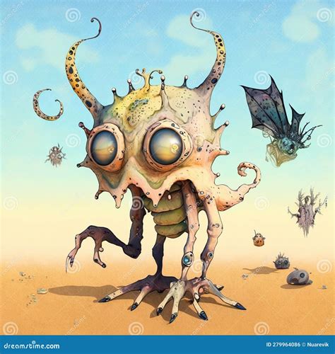 Whimsical Fantasy Monsters Ai Generated Creature Artwork Stock