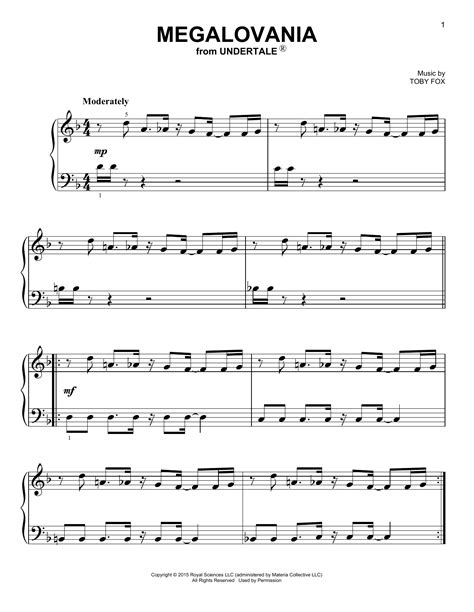 Megalovania (from Undertale) por Toby Fox Partituras para Piano Fácil