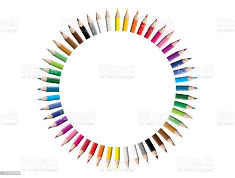 Set Of Colored Pencil Collection Circle Arranged Isolated Vector