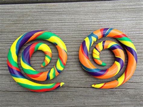 Custom Spiral Ear Gauges Rainbow Collection By Fateandnecessity