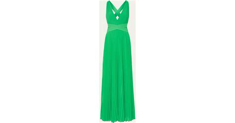 Milly Oria Pleated Maxi Dress In Green Lyst