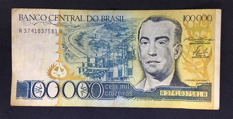C 176 CÉdula 100000 Cruzeiros 1985 Banco Central Do Brasil Cmb