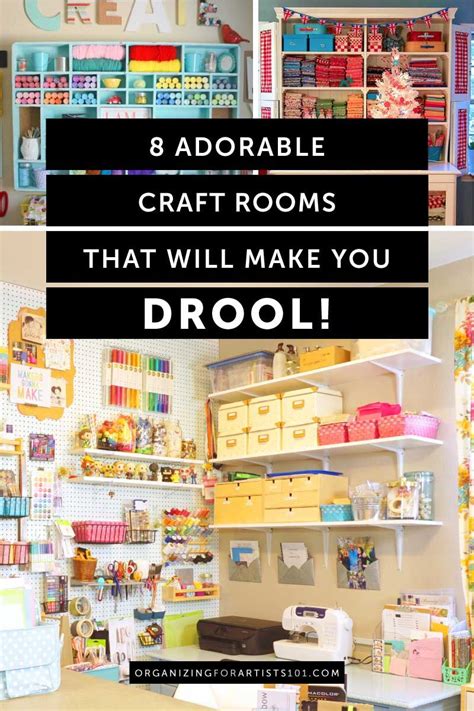A Craft Room With Lots Of Crafting Supplies On Shelves And The Words 8