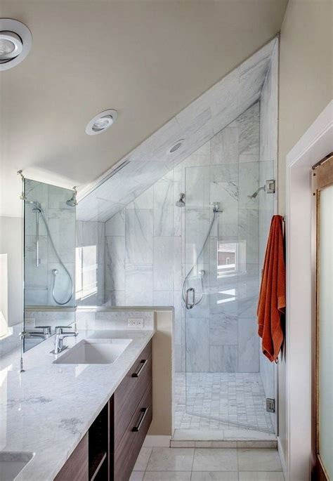 But the second most popular choice in tiny bathrooms, and rightfully so, is blue in its many lighter shades and tints. 30+ Modern Attic Bathroom Design Ideas | Bathroom remodel designs, Small attic bathroom ...