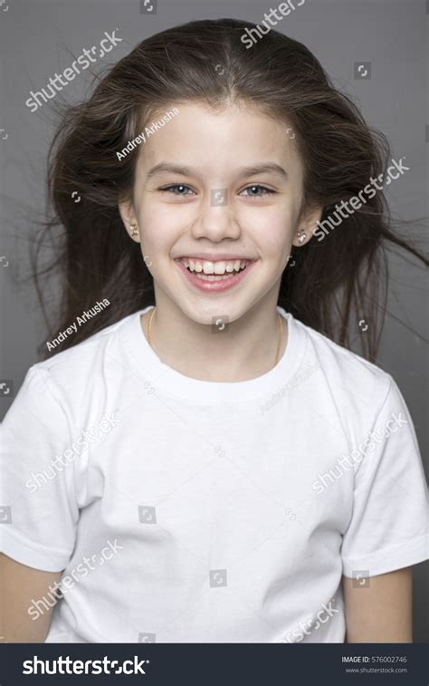 Portrait Charming Little Girl Smiling Camera Stock Photo 576002746