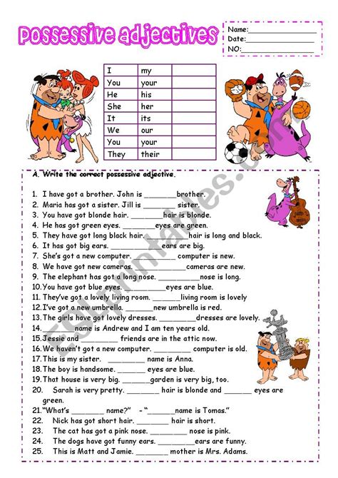 Possessive Adjectives Esl Worksheet By Vickyvar Sexiz Pix