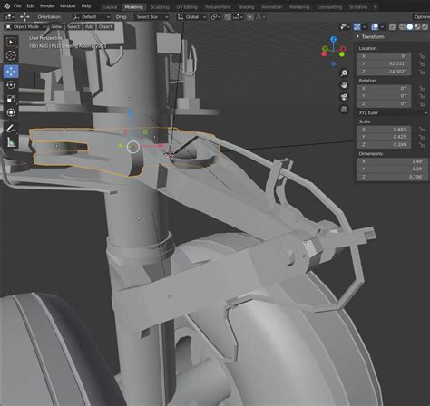 Animation Landing Gear Rigging Constraints Using Empties Blender