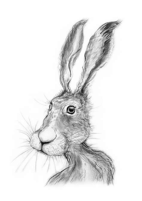 Original Pencil Drawing Of A Hare Graphite Quirky Original Etsy Ireland