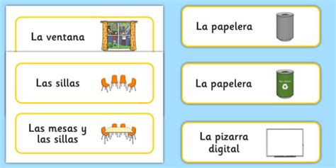 Spanish Classroom Resources Furniture Labelling