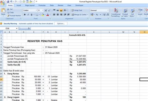 Format Laporan Dana Bos Terbaru Download Excel