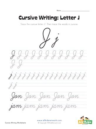 Print free large cursive letter e. Capital Letter J In Cursive Writing - Letter