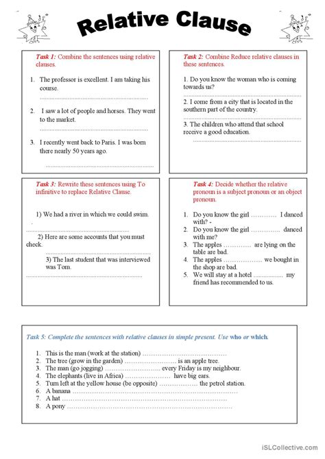 Relative Clause English Esl Worksheets Pdf And Doc