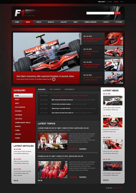 Free editable newspaper templates professionally designed for a multitude of formats. F1 Drupal Template #30257