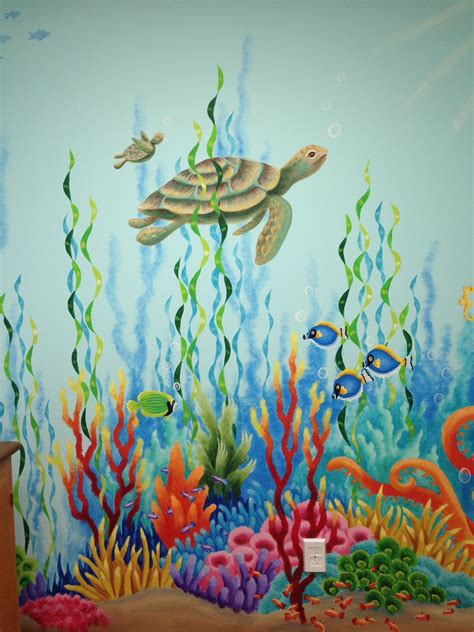 Ocean 2 Turtles Sea Murals Ocean Mural Sea Life Art