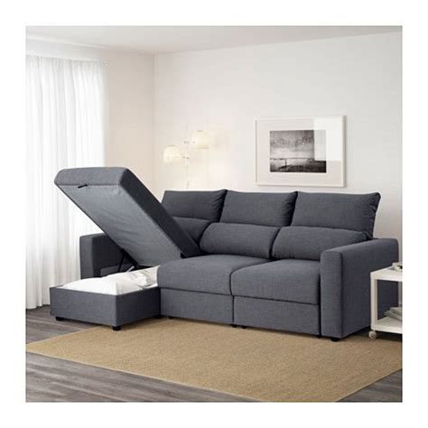 You can place the chaise longue section to the left or right of the sofa, and switch whenever you like.you can really loosen up and relax in comfort because the high back on this sofa provides extra support for your neck.you can store for example bedlinen in. Sofá rinconera 3 plazas ESKILSTUNA Nordvalla gris oscuro ...