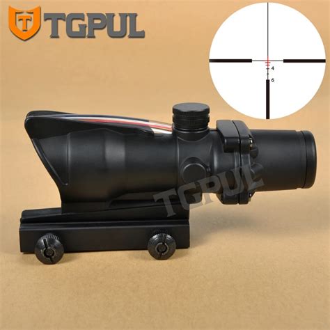 Tgpul Acog 4x32 Rifle Scope Crosshair Device Fiber Source Bdc Red