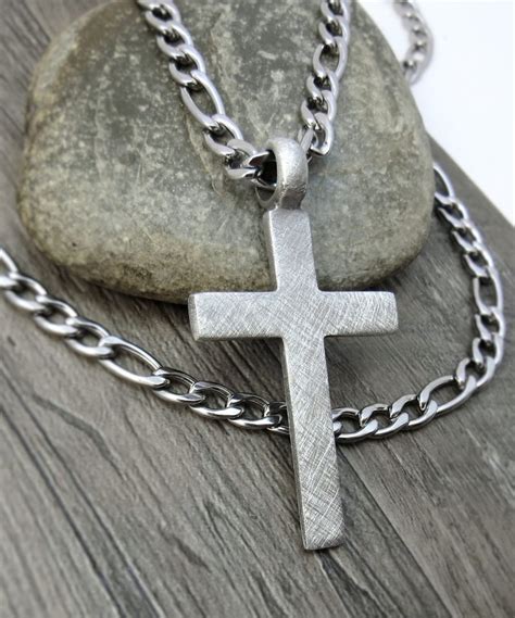 Mens Cross Necklace Christian Jewelry Rustic Cross