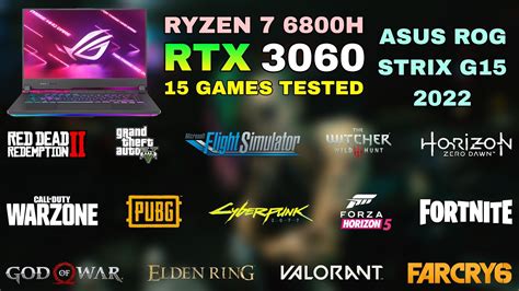 Asus Rog Strix G15 2022 Ryzen 7 6800h Rtx 3060 Test In 15 Games