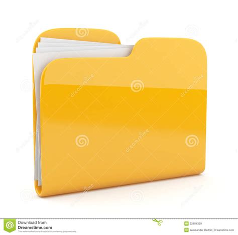 Yellow Folder File 3d Icon On White Royalty Free Stock