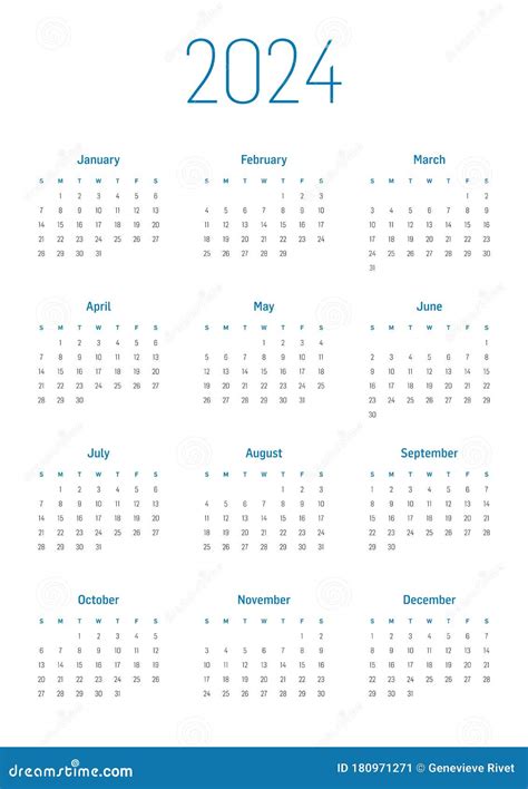 Calendar 2024 And 2025 Years English Colorful Vector Set Horizontal