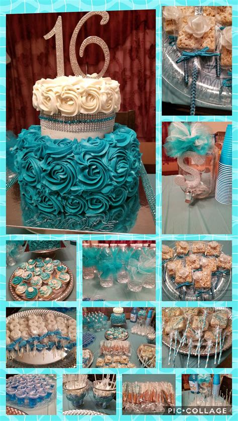 Sweet 16 Teal And Silver 2 Tier Cake And Treats 2 Tier Cake Tiered