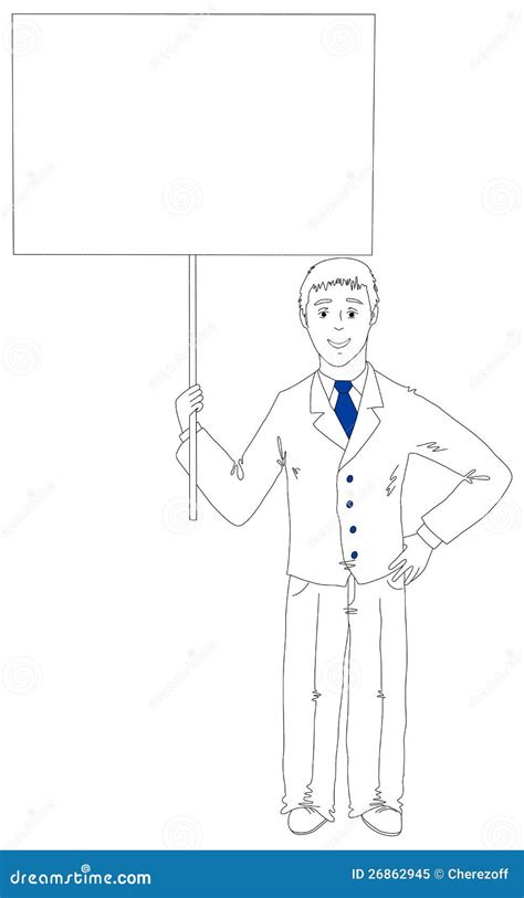 Businessman Holding A Poster Stock Illustration Illustration Of