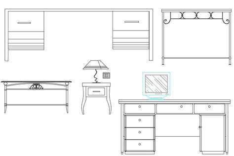Various Types Of Study Table Design Autocad Furniture Drawing Blocks