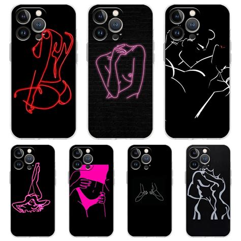 Art Simple Kiss Rose Sex Girl Body Case For Iphone 15 14 13 12 Pro Max