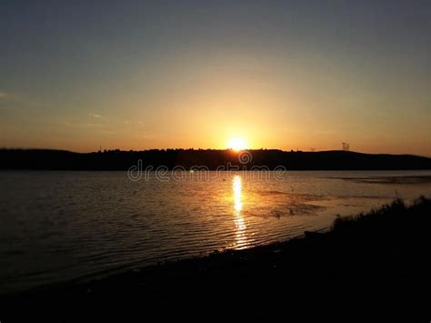 Beautiful Sunrise Sunset Over Calm Lake Stock Image Image Of Dusk