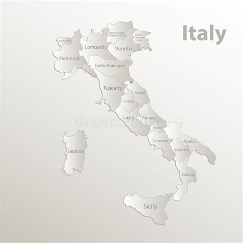 Mapa De Italia División Administrativa Con Nombres Mapa De Colores