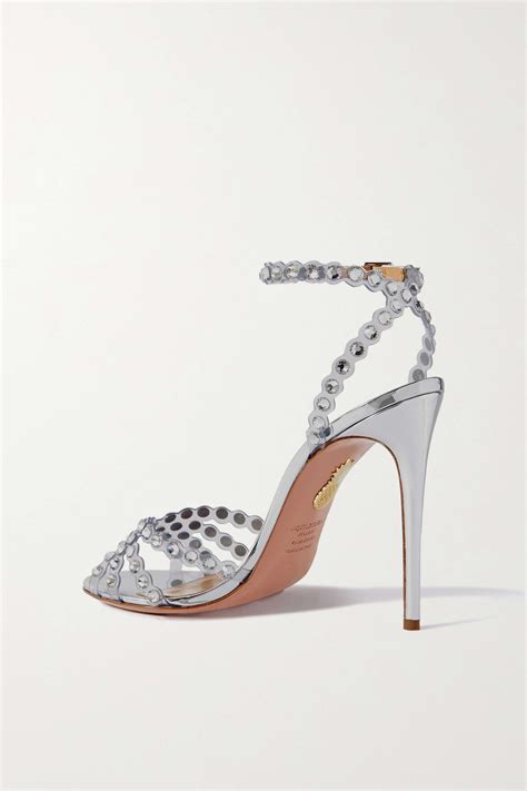 AQUAZZURA Tequila Crystal Embellished PVC And Metallic Leather Sandals NET A PORTER