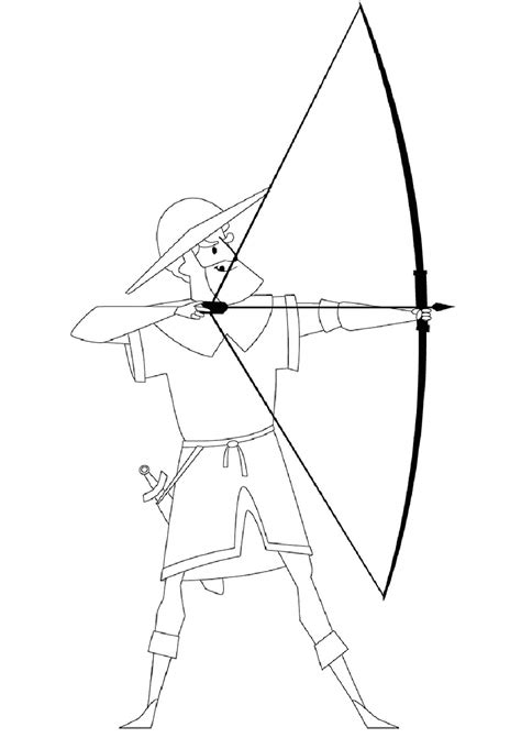Medieval Archer Pointing His Bow Coloring Page Download Print Or