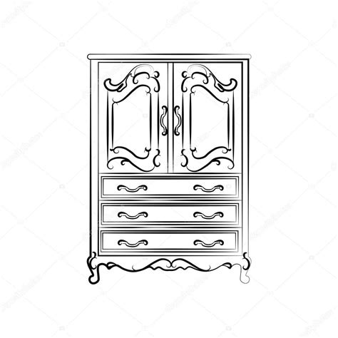 Zu jedem schrank gehört auch eine innenausstattung. Classic vintage wardrobe sketch — Stock Vector © inagraur ...