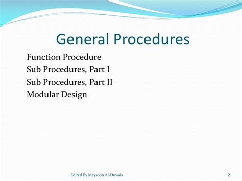 Ppt Chapter8 General Procedures Powerpoint Presentation Free