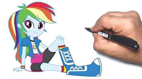 How To Draw Rainbow Dash Human Step By Step Easy Youtube