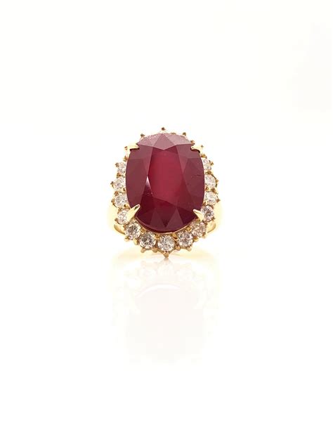 Lot 14k Gold 1448ct Red Ruby Diamond Ring