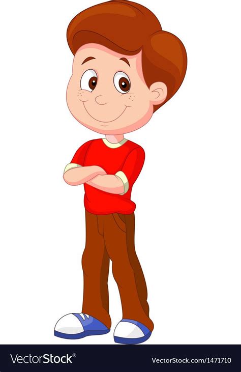 Vector Illustration Of Cute Boy Cartoon Standing Download A Free