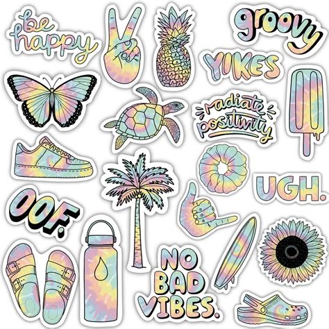tie dye aesthetic sticker 21 pack large 3 x 3 big moods