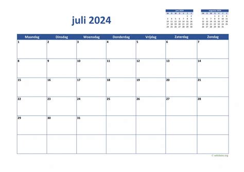 Kalender Juli 2024 Niederlande
