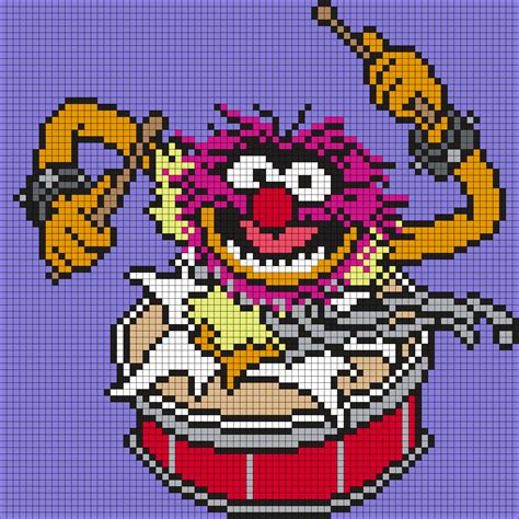 Animal Drums From The Muppets Square Grid Pattern Pony Bead