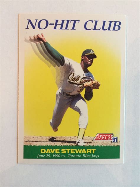 1991 Score Baseball Series 2 #702. Dave Stewart. No Hit Club. | eBay