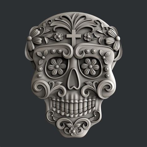 Download Stl File Sugar Skull • 3d Printable Template ・ Cults