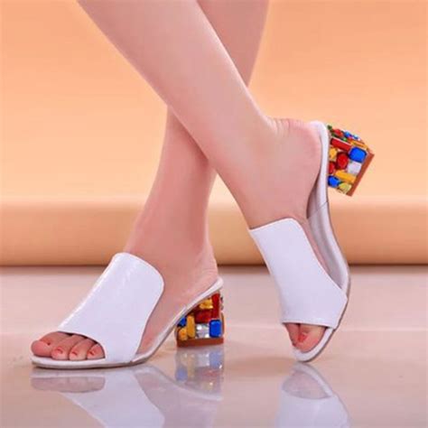 2018 women sandals summer slippers shoes women high heels sandals fashion rhinestone flip flops