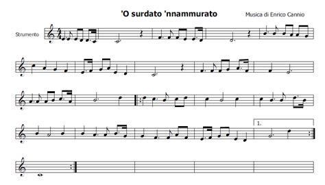 Staje luntana da stu core e te volo cu' 'o penziero: Musica e spartiti gratis per flauto dolce: Canzone Napoli ...