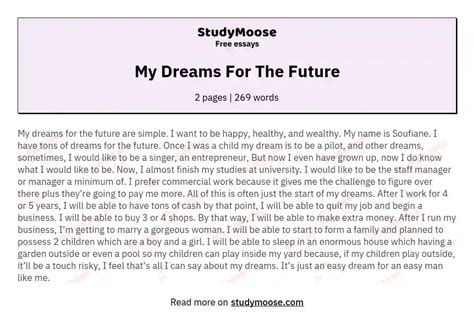 💄 My Dream World Essay Essay On My Dream In 200 300 400 500 600