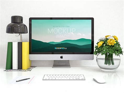 Free Imac Mockup In Desk Mockuptree Free Mockup Templates Mockup Psd